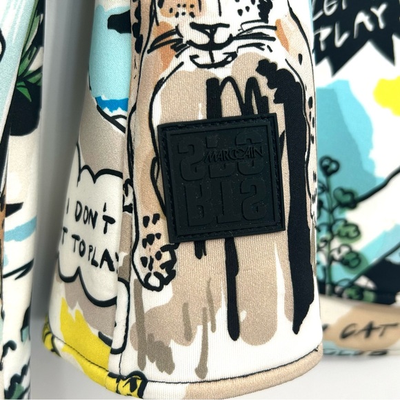 Marc Cain Cartoon Print Blazer Sz 8 Deep Sea - Picture 9 of 16